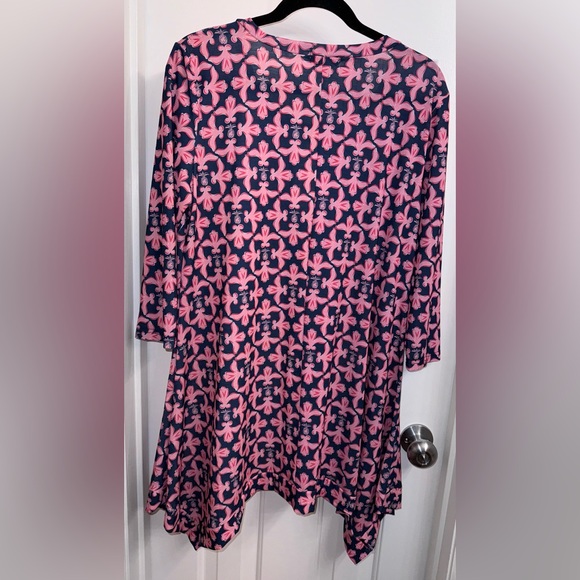 Simply Southern Sweet Damask Dress with pineapple print in Pink/Red/White/Blue - Picture 6 of 14